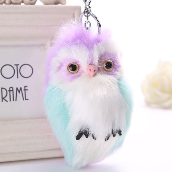 

owl plush pendant keychain 8 styles owl fur pompom key ring holder charm bag gift for kids women men christmas festival toy, Slivery;golden