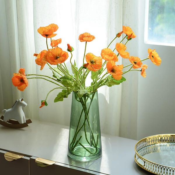 decorative flowers & wreaths 1pcs high imitation artificial poppy flower flocked leaves bouquet home deskdecoration silk wall materials
decorative flowers & wreaths 1pcs high imitation artificial poppy flower flocked leaves bouquet home deskdecoration silk wall materials
