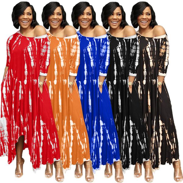 dress european and american style long skirt split wide neck tie-dye pockets, Black;gray
dress european and american style long skirt split wide neck tie-dye pockets, Black;gray