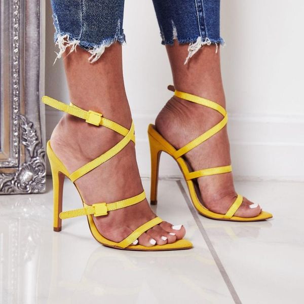 yellow sandals ladies summer pointed fish mouth ankle strap with ultra high heels tip 10cm, Black
yellow sandals ladies summer pointed fish mouth ankle strap with ultra high heels tip 10cm, Black