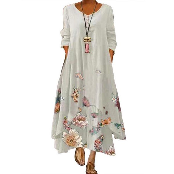 casual dresses 2021 elegant flowers print long sleeve summer o neck loose women dress party clothing evening, Black;gray
casual dresses 2021 elegant flowers print long sleeve summer o neck loose women dress party clothing evening, Black;gray