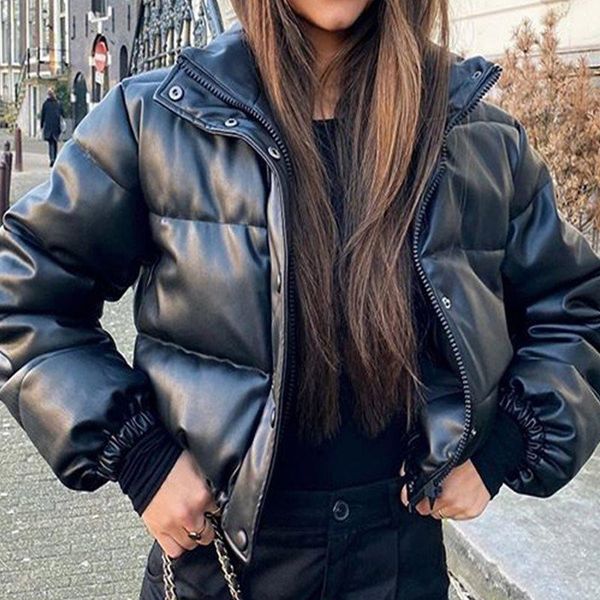 women's down & parkas winter thick warm short jacket women black pu leather coat elagant zipper female ladies solid outerwear
women's down & parkas winter thick warm short jacket women black pu leather coat elagant zipper female ladies solid outerwear