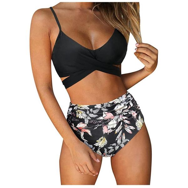 women's swimwear bikini high waist tummy control waisted two piece swimsuit bathing suits woman 2021, White;black
women's swimwear bikini high waist tummy control waisted two piece swimsuit bathing suits woman 2021, White;black