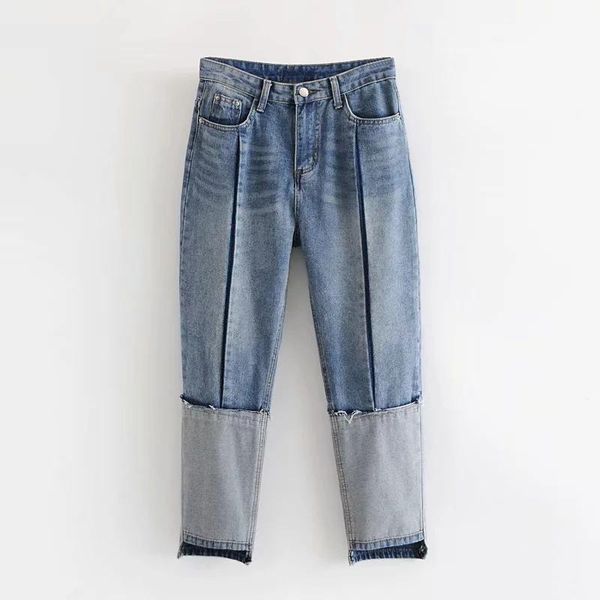 women's jeans streetwear high waist women straight panelled fashion patchwork asymmetrical denim pants casual loose trousers, Blue
women's jeans streetwear high waist women straight panelled fashion patchwork asymmetrical denim pants casual loose trousers, Blue