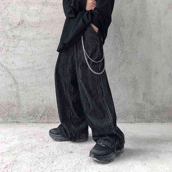 men's pants harajuku corduroy chain loose leg pants man and elastic woman wasit in straight line fall oversize hip hop casual, Black
men's pants harajuku corduroy chain loose leg pants man and elastic woman wasit in straight line fall oversize hip hop casual, Black