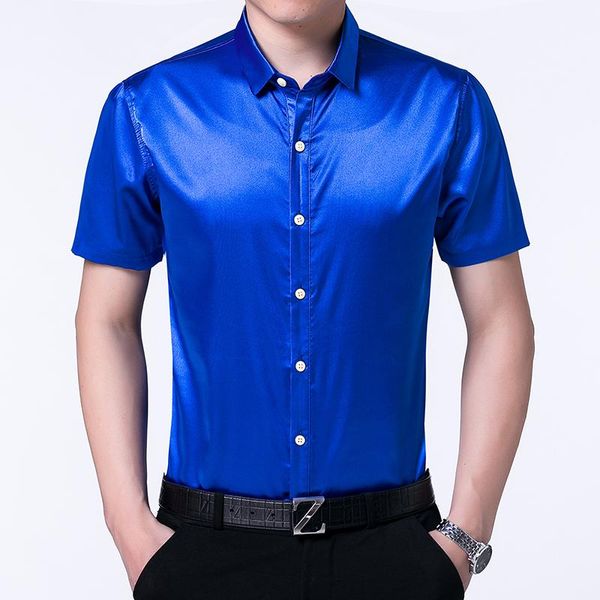 men's dress shirts mens summer silk pure color male casual satin short sleeve soft clothes, White;black
men's dress shirts mens summer silk pure color male casual satin short sleeve soft clothes, White;black