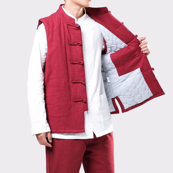 men's vests 2021 men chinese style vintage linen autumn winter cotton padded male harajuku red waistcoat m-3xl, Black;white
men's vests 2021 men chinese style vintage linen autumn winter cotton padded male harajuku red waistcoat m-3xl, Black;white