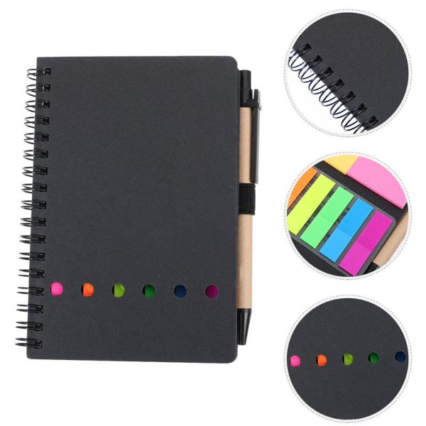 notepads 1 set loose-leaf notebook creative coil book simple with stickers, Purple;pink