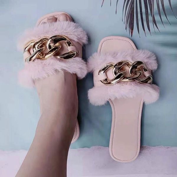 slippers style flat chain fur comfortable bottom lady shoes, Black
slippers style flat chain fur comfortable bottom lady shoes, Black