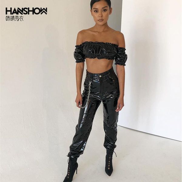 women's pants & capris hanshow pu leather women high waist cargo hip hop dance harem trousers streetwear joggers sweatpants pantalon mu, Black;white
women's pants & capris hanshow pu leather women high waist cargo hip hop dance harem trousers streetwear joggers sweatpants pantalon mu, Black;white