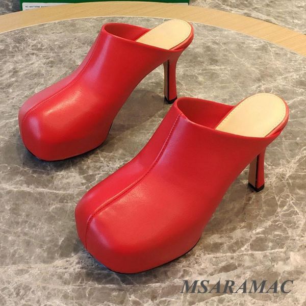 fashion red platform high-heeled mules leather square toe stiletto sandals summer street ladies all-match external slippers, Black
fashion red platform high-heeled mules leather square toe stiletto sandals summer street ladies all-match external slippers, Black
