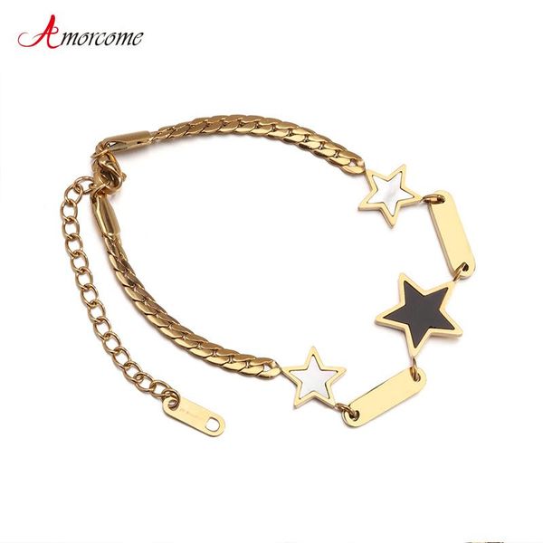 amorcome unique design charm star pendant bracelet stainless steel jewelry for women gold color link chain bracelets gift, Golden;silver
amorcome unique design charm star pendant bracelet stainless steel jewelry for women gold color link chain bracelets gift, Golden;silver