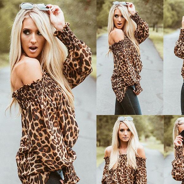 women womens shirts off shoulder leopard printed lady fashion casual long sleeve loose puff club party blouse, White
women womens shirts off shoulder leopard printed lady fashion casual long sleeve loose puff club party blouse, White