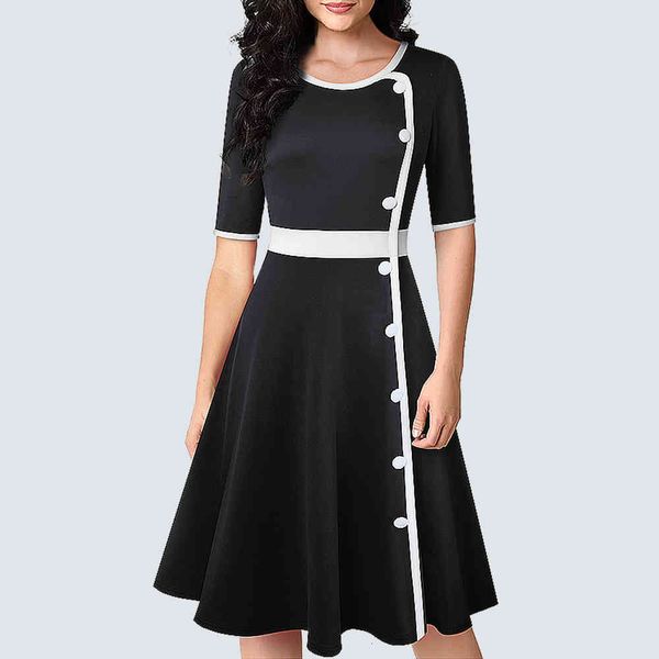 dresses women elegant chic side buttons party casual o neck fashion brief slim a line ha228, Black;gray
dresses women elegant chic side buttons party casual o neck fashion brief slim a line ha228, Black;gray