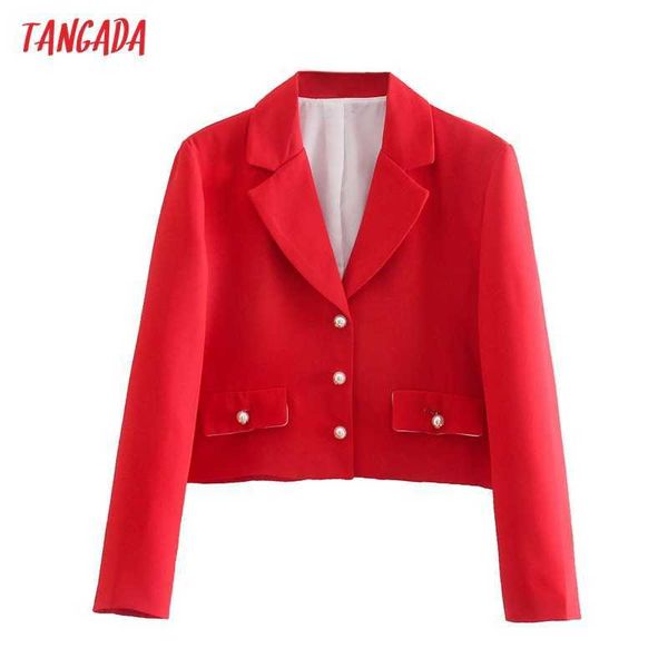 tangada women solid red pearl blazer coat vintage notched collar pocket fashion female casual chic qd55 210609, White;black
tangada women solid red pearl blazer coat vintage notched collar pocket fashion female casual chic qd55 210609, White;black