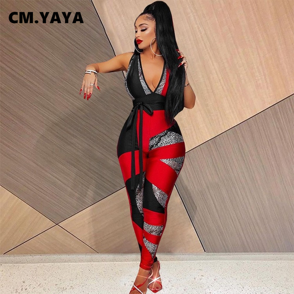 cm.yaya women jumpsuit print sleeveless v-neck high waist sheath elastic jumpsuits office lady high street outfit romper, Black;white
cm.yaya women jumpsuit print sleeveless v-neck high waist sheath elastic jumpsuits office lady high street outfit romper, Black;white