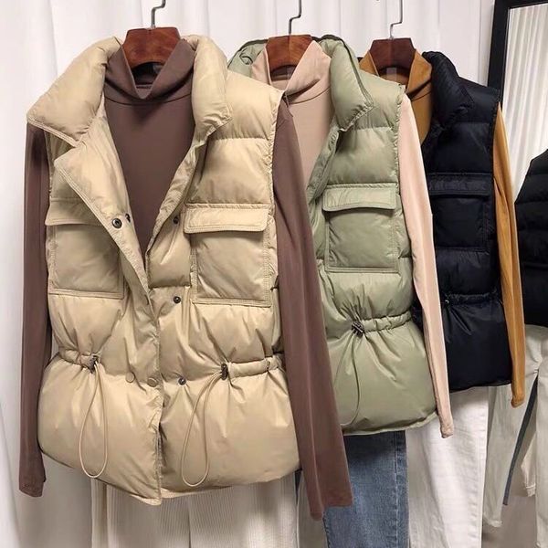 off season down women's short 2021 korean fashion stand collar waist closing light vt waistcoat, Black;white
off season down women's short 2021 korean fashion stand collar waist closing light vt waistcoat, Black;white