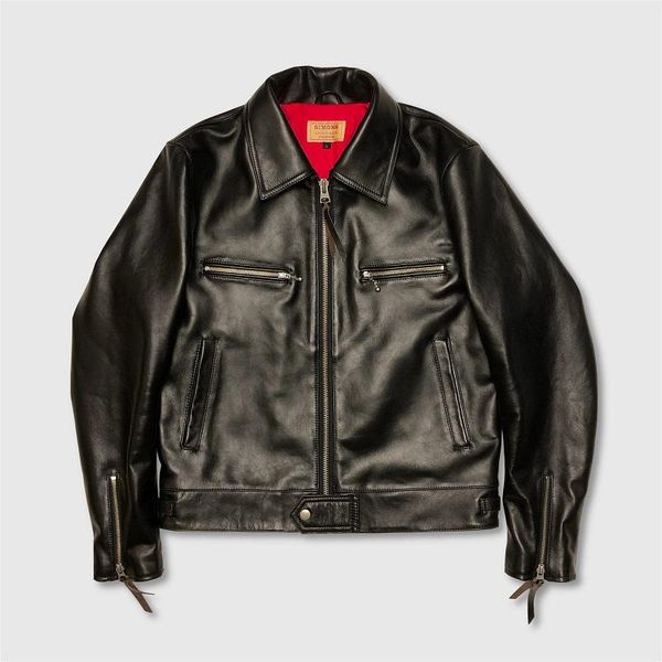 men's leather & faux yr.classic british genuine motorcycle jacket.luxury vintage men tea core calfskin coat.quality, Black
men's leather & faux yr.classic british genuine motorcycle jacket.luxury vintage men tea core calfskin coat.quality, Black