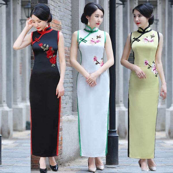 ethnic clothing lady satin mandarin collar cheongsam slim embroidery floral qipao chinese style vintage button dresses long vestidos bigsize, Red
ethnic clothing lady satin mandarin collar cheongsam slim embroidery floral qipao chinese style vintage button dresses long vestidos bigsize, Red