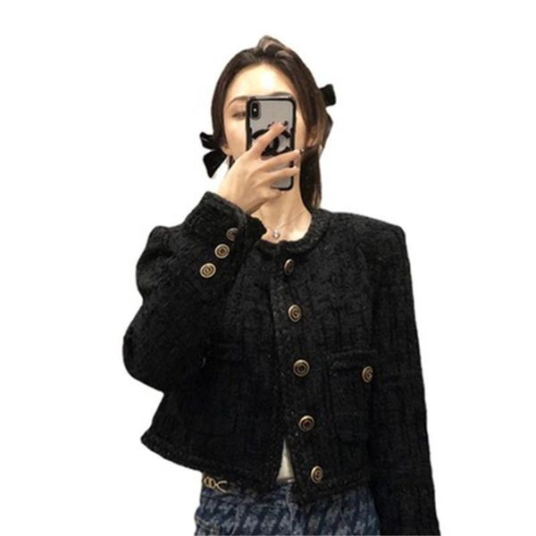 women's jackets black small fragrant wind jacket female autumn 2021 short retro fashion all-match round neck single-breasted clothes m4, Black;brown
women's jackets black small fragrant wind jacket female autumn 2021 short retro fashion all-match round neck single-breasted clothes m4, Black;brown