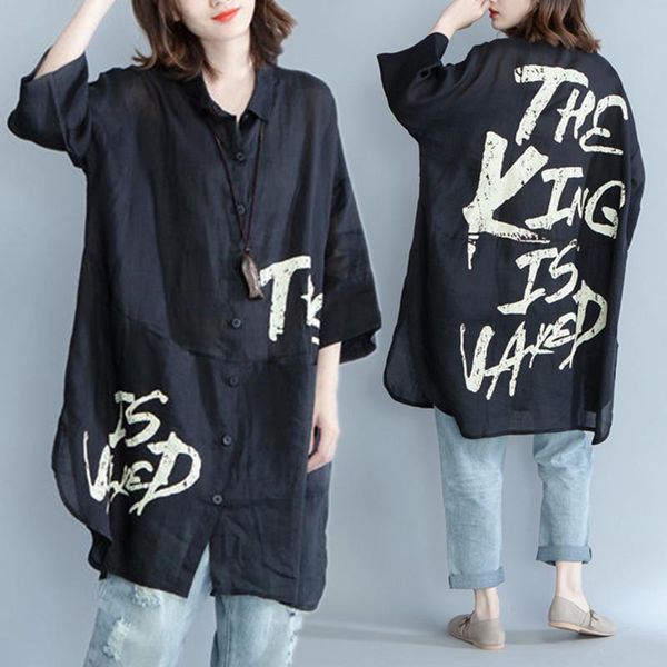 women's blouses & shirts big size 5xl spring autumn women fashion letter print button ladies female plus large long loose split blouse, White
women's blouses & shirts big size 5xl spring autumn women fashion letter print button ladies female plus large long loose split blouse, White