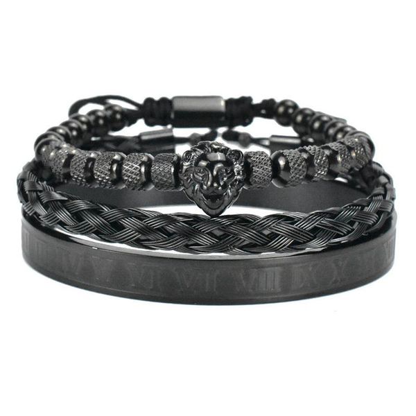 beaded, strands luxury lion bracelets sets stainless steel braided roman bangle 3pc/sets mens jewellery friends royal pulsera hombre men jew, Black
beaded, strands luxury lion bracelets sets stainless steel braided roman bangle 3pc/sets mens jewellery friends royal pulsera hombre men jew, Black