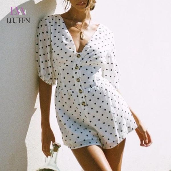 women's jumpsuits & rompers evaqueen chiffon dot print elegant women button v neck sashes slim straight casual summer beach playsuits, Black;white
women's jumpsuits & rompers evaqueen chiffon dot print elegant women button v neck sashes slim straight casual summer beach playsuits, Black;white