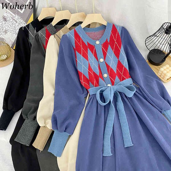 pacthwork plaid knitted woman dress vintage lace up slim waist vestidos new arrival fake two elegant dresses women 4g455 210417, Black;gray
pacthwork plaid knitted woman dress vintage lace up slim waist vestidos new arrival fake two elegant dresses women 4g455 210417, Black;gray