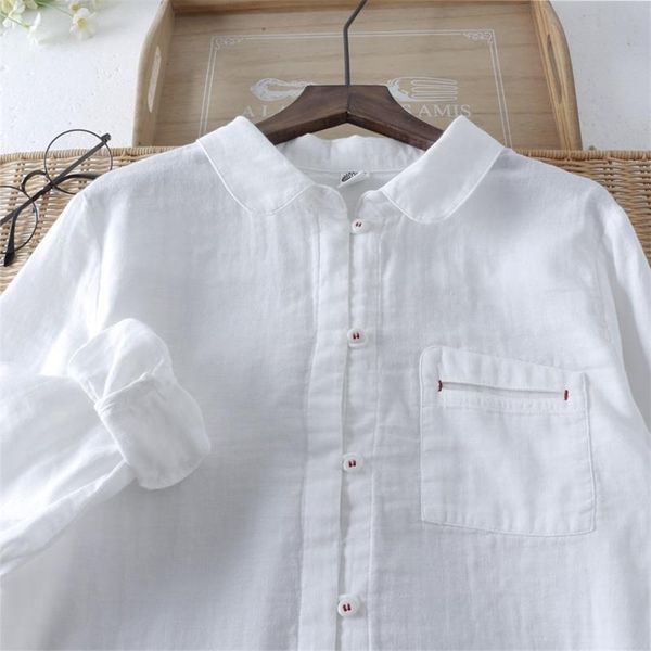 spring korea fashion women peter pan collar loose white long shirts 100% cotton all-matched casual blouses femme s657 210512
spring korea fashion women peter pan collar loose white long shirts 100% cotton all-matched casual blouses femme s657 210512