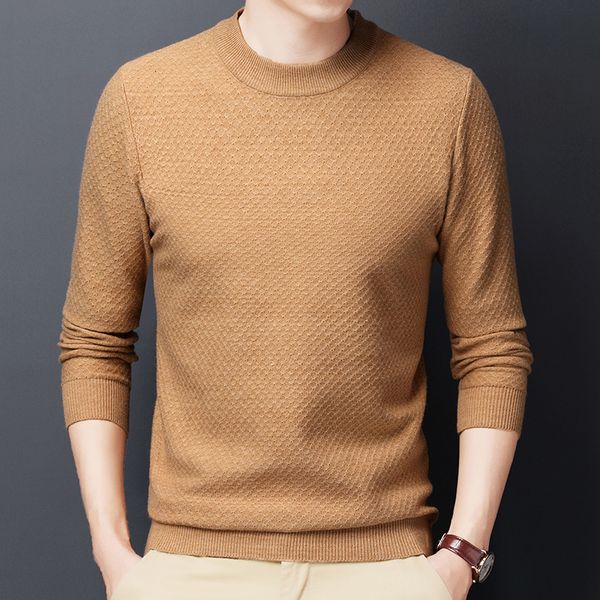 winter round neck knitted fashion thickened warm middle-aged and young sweater men's top, Black 
winter round neck knitted fashion thickened warm middle-aged and young sweater men's top, Black