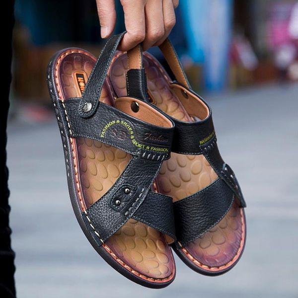 sandals classic couro heren piel sandals-men uomo leather sandale sandles ete hombre work genuine outdoor transpirables vietnam cuero, Black 
sandals classic couro heren piel sandals-men uomo leather sandale sandles ete hombre work genuine outdoor transpirables vietnam cuero, Black