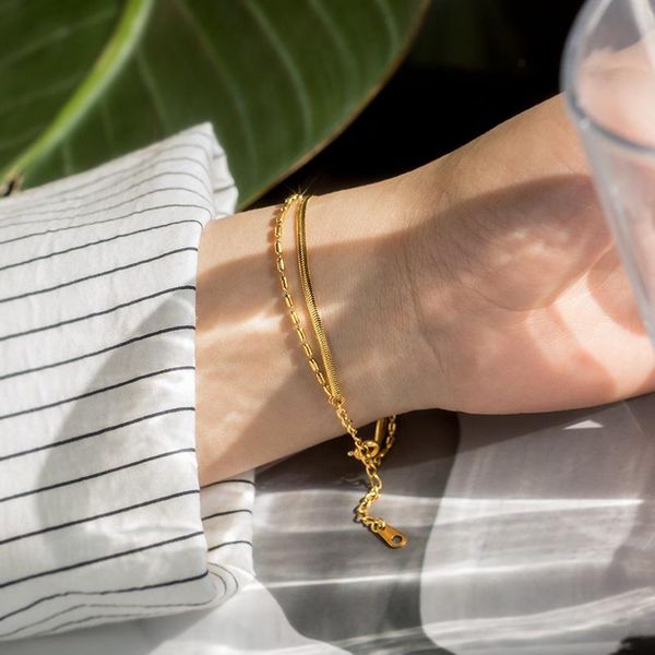 link, chain stainless steel snake bracelet for women girls double layer herringbone link bohemian jewelry, Black
link, chain stainless steel snake bracelet for women girls double layer herringbone link bohemian jewelry, Black