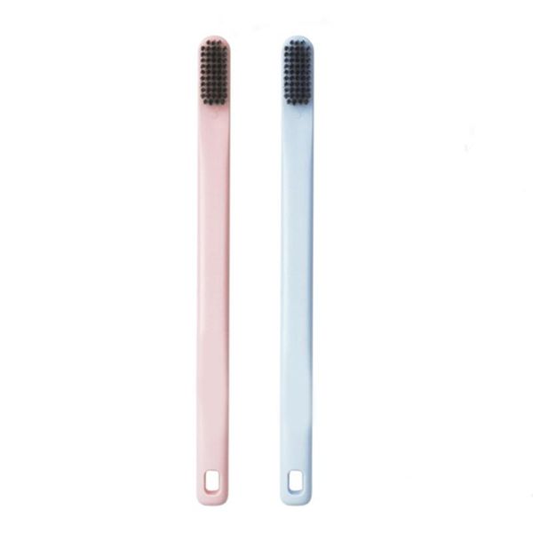 toothbrush 2pcs long handle high density simple ultra fine soft bristles bamboo charcoal men women couple toothbrushes set