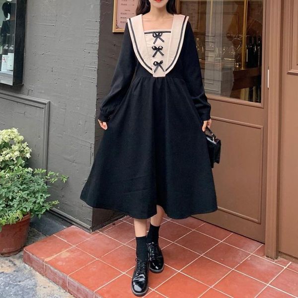 casual dresses houzhou kawaii dress women elegant vintage long sleeve bow patchwork preppy style sailor collar sweet lolita outfits, Black;gray
casual dresses houzhou kawaii dress women elegant vintage long sleeve bow patchwork preppy style sailor collar sweet lolita outfits, Black;gray