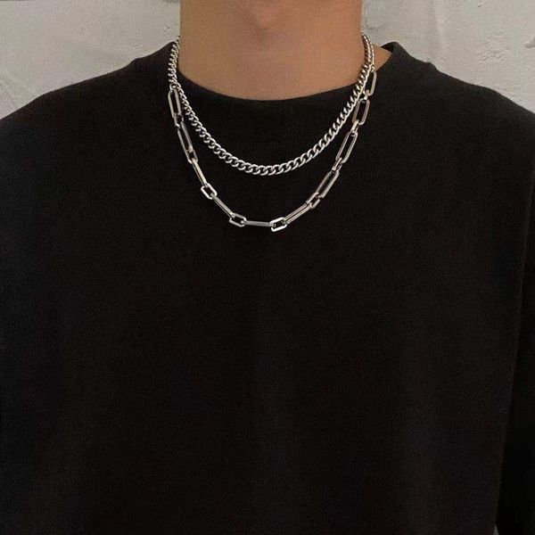 chains the trend of personality stitching double-layer titanium steel necklace men and women hip hop hundred matching accessories, Silver
chains the trend of personality stitching double-layer titanium steel necklace men and women hip hop hundred matching accessories, Silver