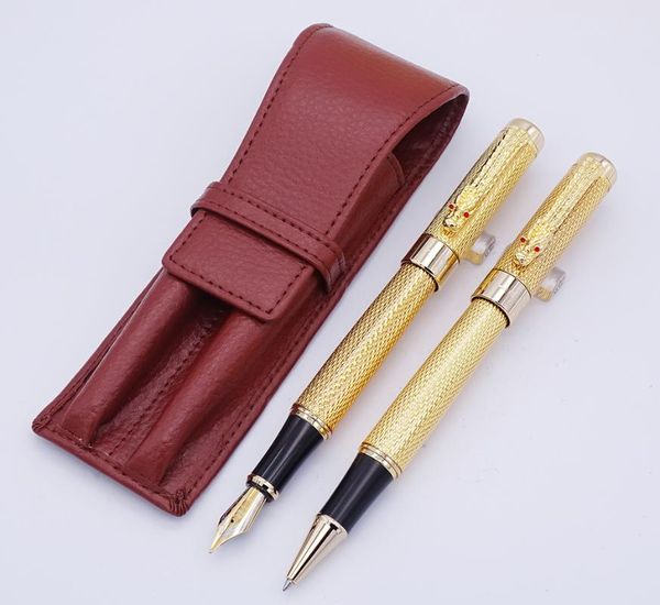 jinhao 1200 series golden fountain pen & roller with real leather pencil case bag washed cowhide holder writing set pens
jinhao 1200 series golden fountain pen & roller with real leather pencil case bag washed cowhide holder writing set pens