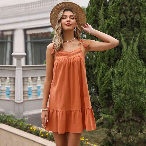 new spring summer spaghetti strap dress women casual solid color lace patchwork tassel sling mini party dress female 210413, Black;gray
new spring summer spaghetti strap dress women casual solid color lace patchwork tassel sling mini party dress female 210413, Black;gray