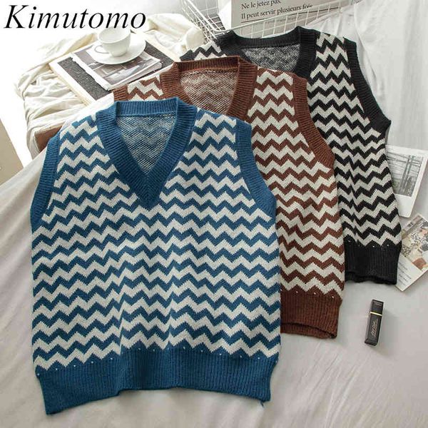 kimutomo preppy style wave striped knitted vest women korean chic spring ladies v-neck sleeveless outwear casual 210521, White
kimutomo preppy style wave striped knitted vest women korean chic spring ladies v-neck sleeveless outwear casual 210521, White