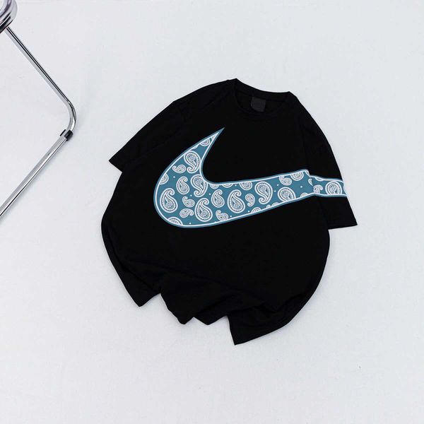 fashion t shirt 2021 big hook short sleeve cashew flower lovers blue printing, White;black
fashion t shirt 2021 big hook short sleeve cashew flower lovers blue printing, White;black
