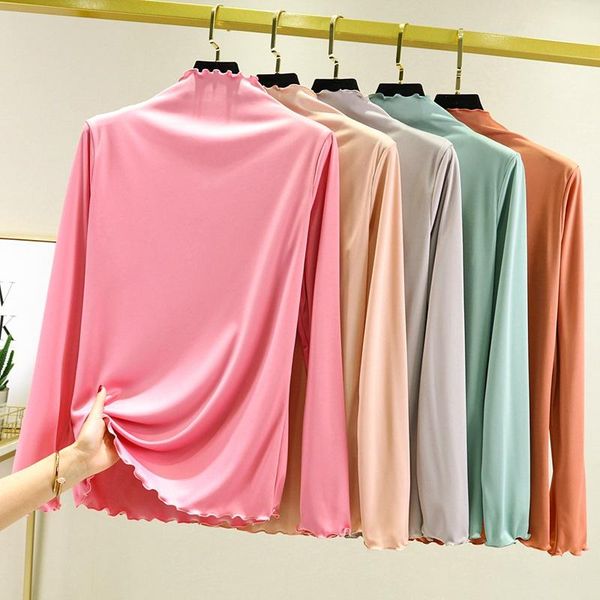 women's t-shirt modal long sleeve solid turtleneck t shirt women stretch slim spring autumn skinny basic bottoming t-shirts tight, White
women's t-shirt modal long sleeve solid turtleneck t shirt women stretch slim spring autumn skinny basic bottoming t-shirts tight, White
