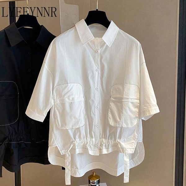 women's blouses & shirts lyeeynnr pockets design white summer turn down collar short sleeve blouse single breasted casual loose all-mat
women's blouses & shirts lyeeynnr pockets design white summer turn down collar short sleeve blouse single breasted casual loose all-mat