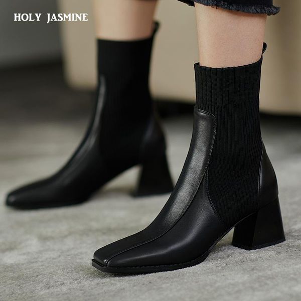 boots 2021 autumn square toe women ankle chunky 6cm high heel elastic boot female slim fit sock fashion botas mujer, Black
boots 2021 autumn square toe women ankle chunky 6cm high heel elastic boot female slim fit sock fashion botas mujer, Black