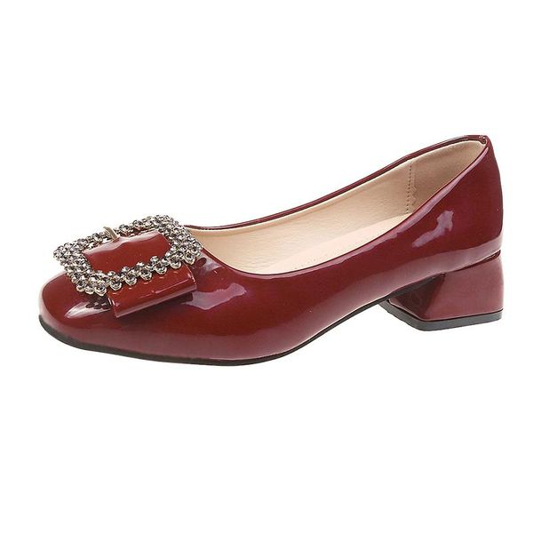 dress shoes summer single wild lady rhinestones2021 square buckle shallow mouth paint leather fairy wind heel scoop tide, Black
dress shoes summer single wild lady rhinestones2021 square buckle shallow mouth paint leather fairy wind heel scoop tide, Black