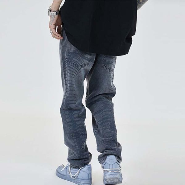 men's jeans bone printed men hip hop vintage washed baggy denim pants mens harajuku streetwear mid-rise straight wide-leg trousers, Blue
men's jeans bone printed men hip hop vintage washed baggy denim pants mens harajuku streetwear mid-rise straight wide-leg trousers, Blue