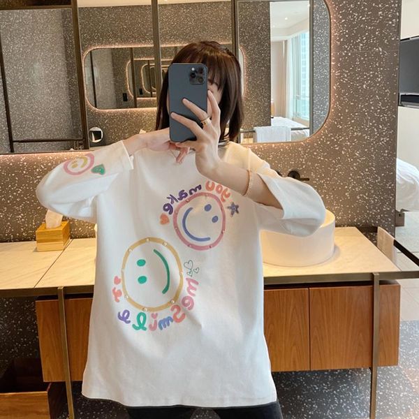 women's t-shirt 2021 summer shirt korean letter beaded split loose commuter female slimming, White
women's t-shirt 2021 summer shirt korean letter beaded split loose commuter female slimming, White