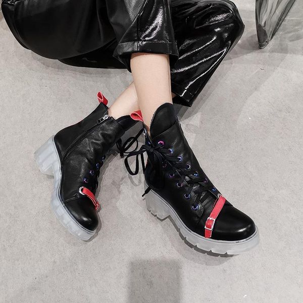 dress shoes 2021 spring and autumn leather boots women thick heel bottom lace-up short fashion wild x242, Black
dress shoes 2021 spring and autumn leather boots women thick heel bottom lace-up short fashion wild x242, Black