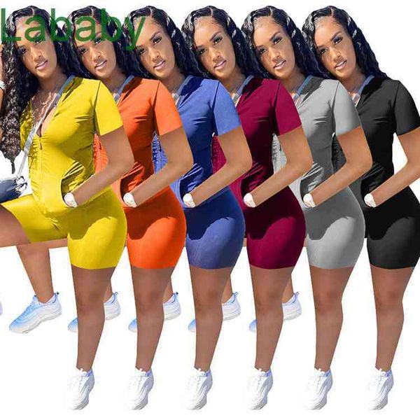 women tracksuits two pieces set deisgner outfits slim summer casual solid color short sleeve zipper shorts sportwear 6 colours, Gray
women tracksuits two pieces set deisgner outfits slim summer casual solid color short sleeve zipper shorts sportwear 6 colours, Gray