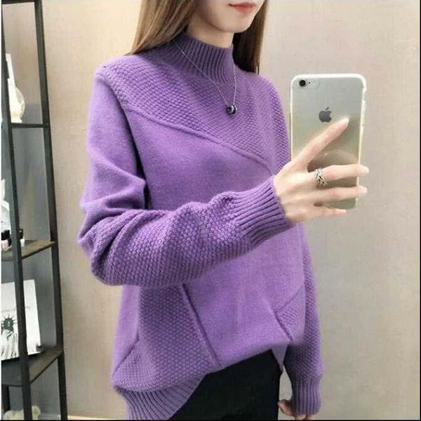 loose warm autumn winter womens sweaters pullover jumper half turtleneck long sleeve knit purple female ns4380, White;black
loose warm autumn winter womens sweaters pullover jumper half turtleneck long sleeve knit purple female ns4380, White;black