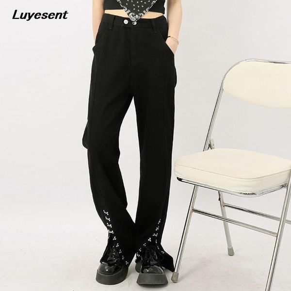 women's pants & capris black punk lady korean fashion jeans summer women button buckle split gothic harajuku long straight pocket trous, Black;white
women's pants & capris black punk lady korean fashion jeans summer women button buckle split gothic harajuku long straight pocket trous, Black;white