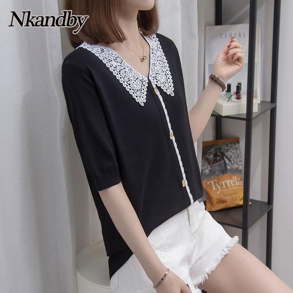 women's t-shirt nkandby plus size summer women tshirt 2021 korean embroidery lace button cardigan ice silk short sleeve black loose, White
women's t-shirt nkandby plus size summer women tshirt 2021 korean embroidery lace button cardigan ice silk short sleeve black loose, White